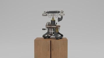 A wooden box with a clock on top of it photo
