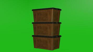 Three stacked boxes on a green screen photo