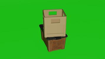 A 3d model of a box on top of a green screen photo