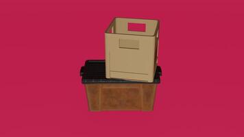 A cardboard box with a lid on top of it photo