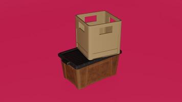 A cardboard box with a lid on top of it photo