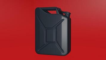 A black plastic jerry can on a red background photo
