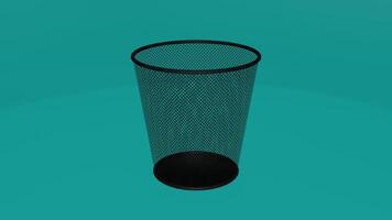 A black trash can with a mesh top photo