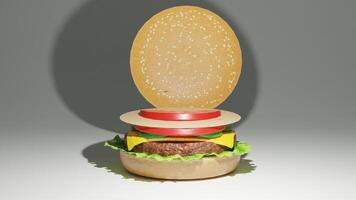 A hamburger with a bun and a burger inside photo