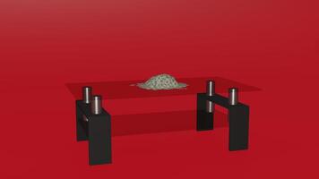 A table with a pile of sand on it photo
