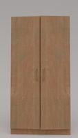 A wooden cabinet with two doors on a gray background photo