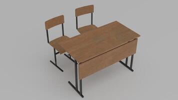 3d model of a school desk and chair photo