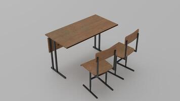 3d model of a school desk and chair photo