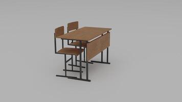 A 3d model of a desk and chair photo