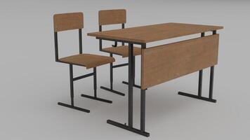 3d model of a school desk and chair photo
