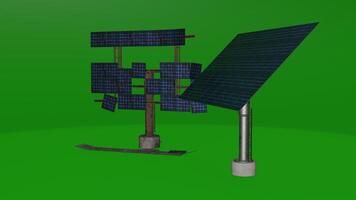 3d model of solar panels on a green background photo