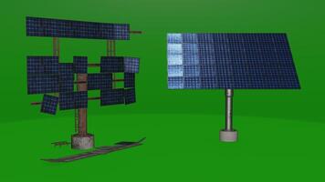3d model of solar panels on a green background photo