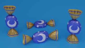 Three candy candies with stars and moon on them photo