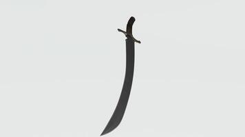A sword with a long handle on a white background photo