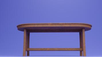 A table with a round top and a wooden base photo