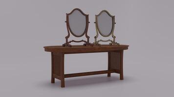 A small table with two mirrors on it photo