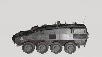 A military vehicle is shown in this 3d image photo