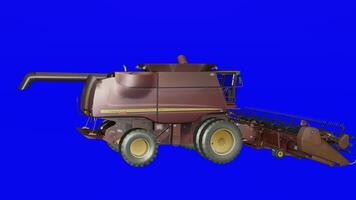 A large combine harvester on a blue background photo
