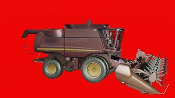 A combine harvester on a red background photo