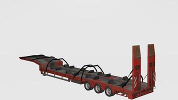 A 3d model of a semi trailer with a flatbed photo