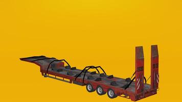 A 3d rendering of a semi trailer with a flatbed photo