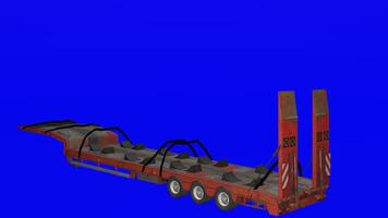 A 3d rendering of a semi trailer with a flatbed photo