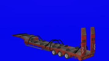 A 3d rendering of a semi trailer with a flatbed photo