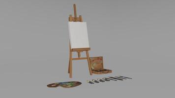 3d model of easel and paint set photo