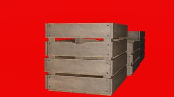 A stack of wooden crates on a red background photo