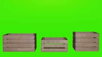 Three wooden crates on a green screen photo