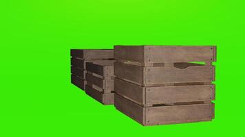 A stack of wooden crates on a green screen photo