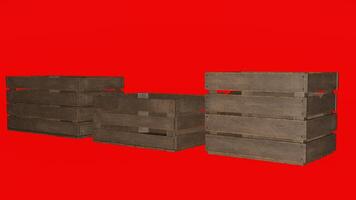 A set of wooden crates on a red background photo