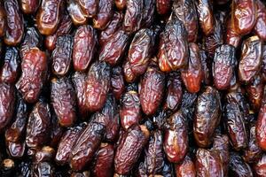 A CloseUp of Dried Dates Beautifully Piled Together for an Enticing Presentation photo