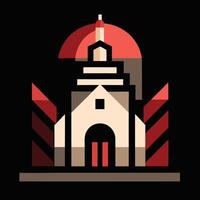 A church building with a red dome on top vector