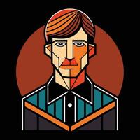 A man with a mustache and a tie on a black background vector
