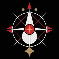 The logo for the game is a compass with a red and black star vector