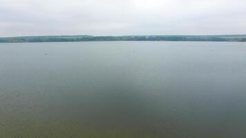 Aerial view of river. Aerial view of small river and green land video
