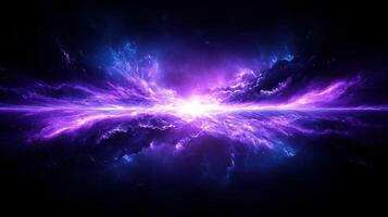 stunning cosmic scene featuring vibrant purple and blue hues, with swirling clouds of energy and light radiating from central point, evoking sense of wonder and mystery photo