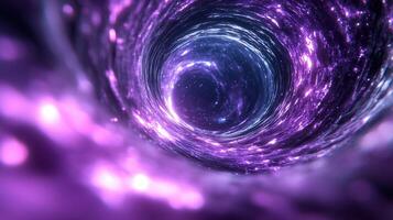 mesmerizing cosmic vortex filled with swirling purple and blue hues, creating sense of depth and mystery. sparkling stars and galactic elements evoke feeling of wonder and exploration photo
