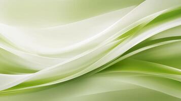 Smooth green and white abstract waves create serene and calming atmosphere, perfect for backgrounds or design elements. gentle flow evokes sense of tranquility and freshness photo