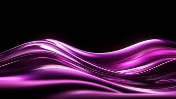 mesmerizing wave of vibrant purple fluid flows gracefully against dark backdrop, creating sense of depth and movement. smooth, reflective surface enhances visual appeal, evoking feeling of photo