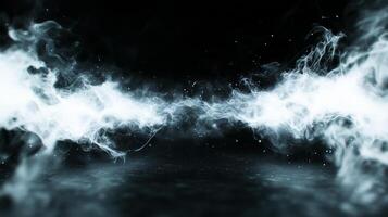 mesmerizing display of swirling white smoke against dark background, creating ethereal and mystical atmosphere. dynamic movement of smoke evokes sense of mystery and intrigue photo