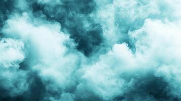 mesmerizing display of swirling clouds in shades of teal and white, creating dreamy and ethereal atmosphere. soft, billowing forms evoke sense of tranquility and wonder photo