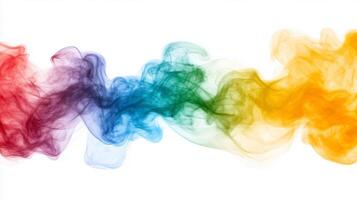 Colorful smoke swirls in vibrant shades of red, purple, blue, green, and yellow, creating dynamic and artistic visual effect. flowing patterns evoke sense of movement and creativity photo