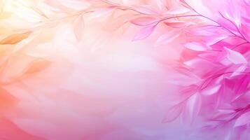 soft and dreamy background featuring delicate pink and orange leaves, creating serene and tranquil atmosphere. gentle gradient enhances calming effect, perfect for various creative projects photo