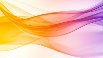 Soft, flowing waves of vibrant colors blend seamlessly, creating serene and dynamic abstract background. warm hues of orange and yellow transition into calming purples, evoking sense of tranquility photo