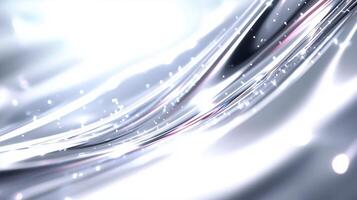 Shimmering abstract waves with glossy surface and sparkling particles create mesmerizing visual effect. interplay of light and texture evokes sense of fluidity and elegance photo