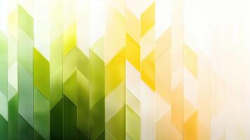 Vibrant geometric patterns in shades of green and yellow create dynamic and modern visual experience. interplay of light and color evokes sense of freshness and energy photo