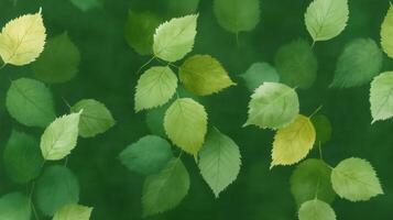Lush green leaves create serene and calming atmosphere, showcasing various shades of green that evoke sense of tranquility and connection to nature photo
