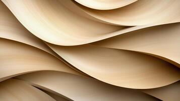 Smooth, flowing curves of light wood create elegant and modern design. gentle waves evoke sense of calm and sophistication, perfect for contemporary decor photo
